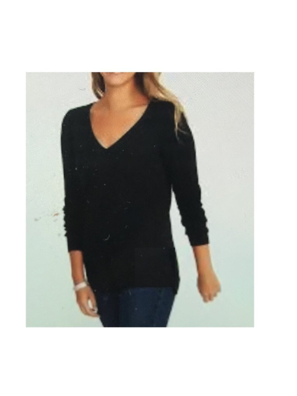 Banana Republic Woman long-sleeve Black sweater Deep V-Neck. wool, Size S